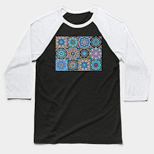 Moroccan arabic oriental tile pattern Blue Baseball T-Shirt